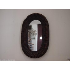 European Style Ellipse Shape 5.5*61CM Rattan Bathroom Wall Mirror Toilet Glass   372401899968